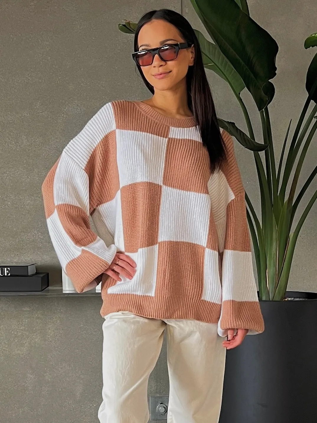 27 Checkered Knit Sweater