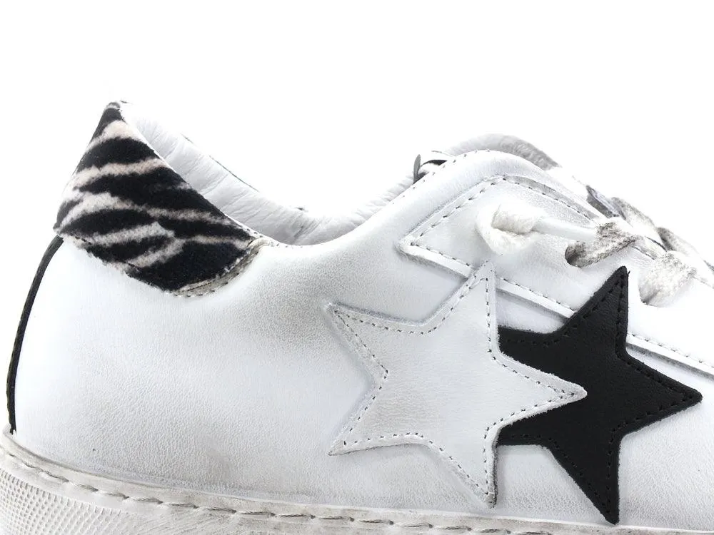 2STAR Sneaker Low Zebra Bianco Argento 2SD3219