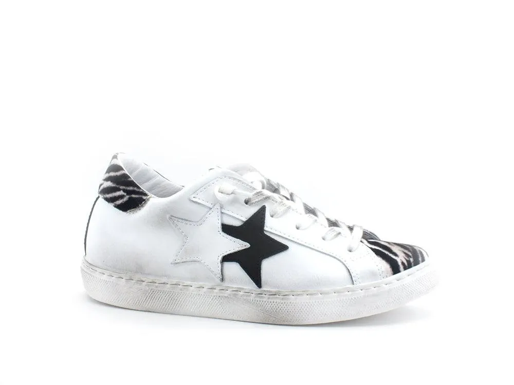 2STAR Sneaker Low Zebra Bianco Argento 2SD3219