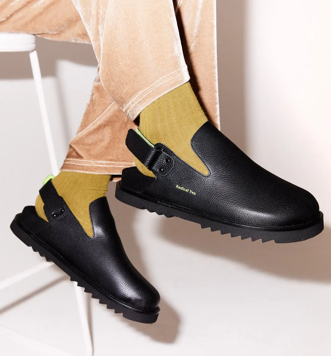 Adventure Awaits Slip On Clog in Tumbled Leather | Black