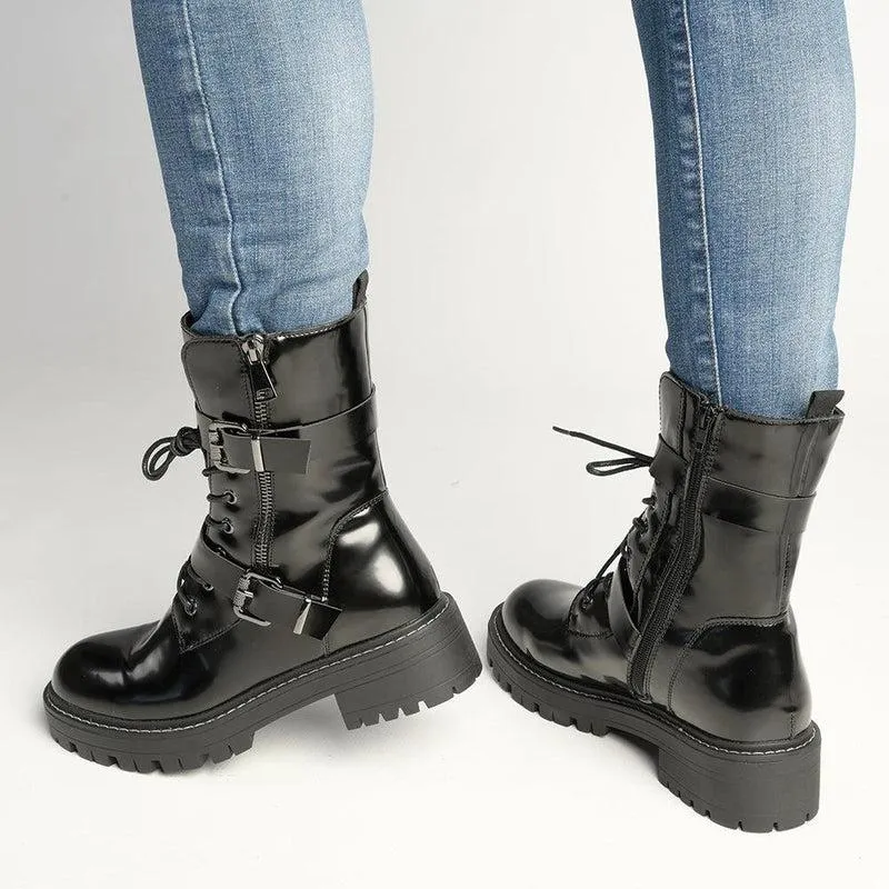 Alessio Rosanne Double buckle Boot - Black