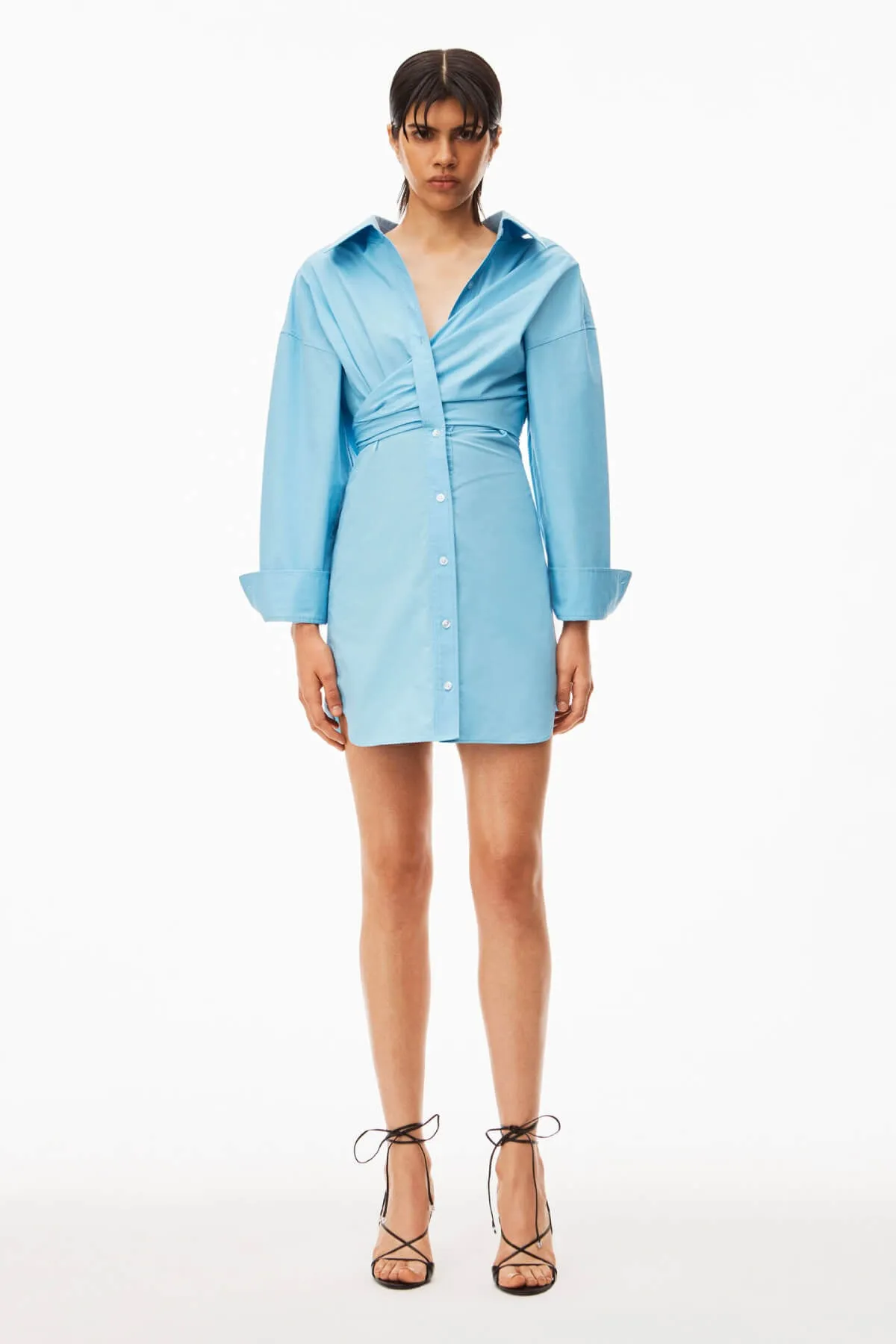 alexanderwang.t Draped Button Up Dress - Chambray Blue