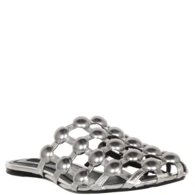 Amelia Studded Flats, Silver/Silver