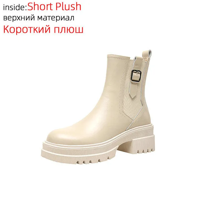 Ankle Boots Autumn Winter Cow Leather Shoe