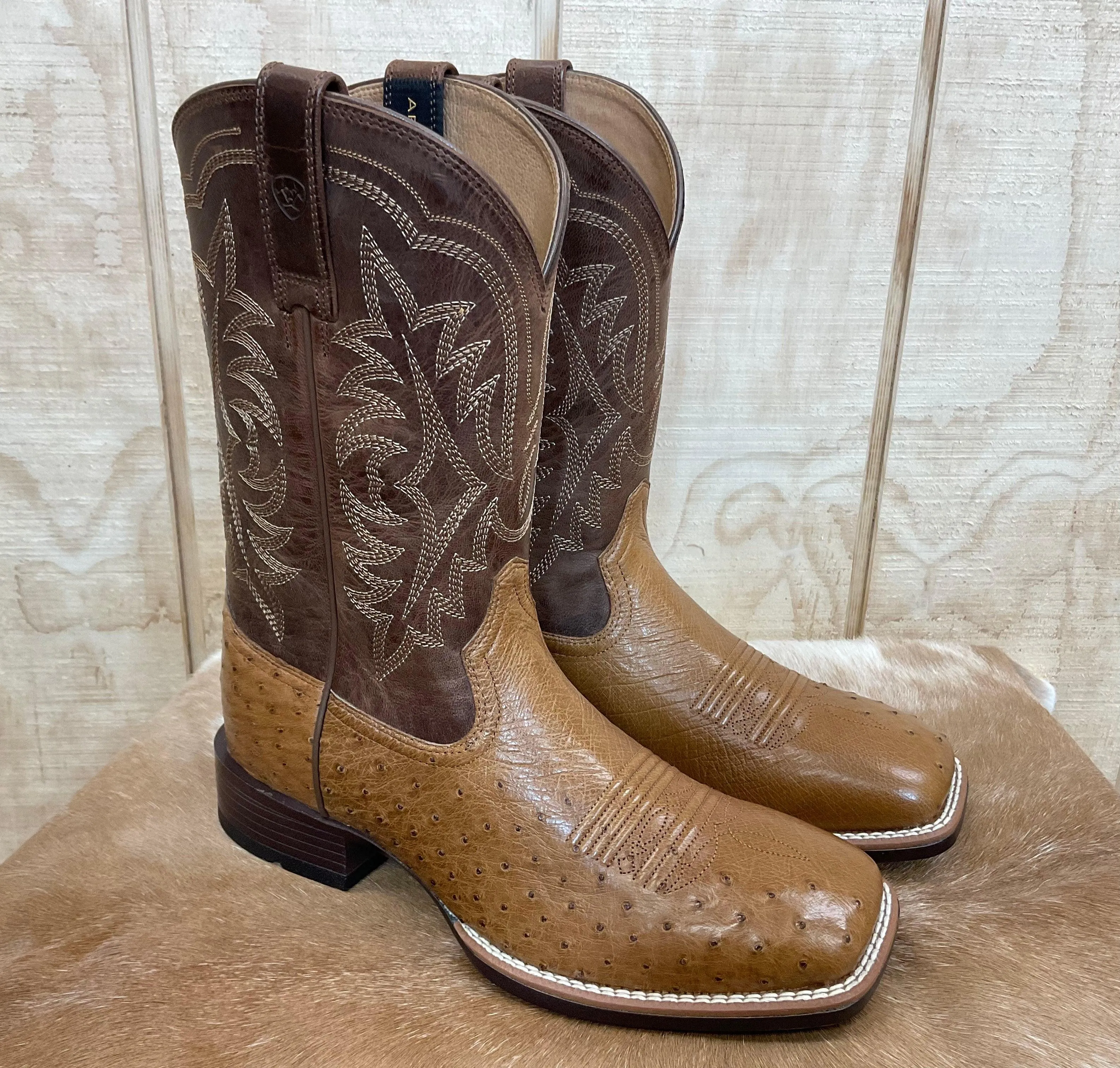 Ariat Men's Night Life Ultra  Smooth Ostrich Square Toe Cowboy Boots 10040345