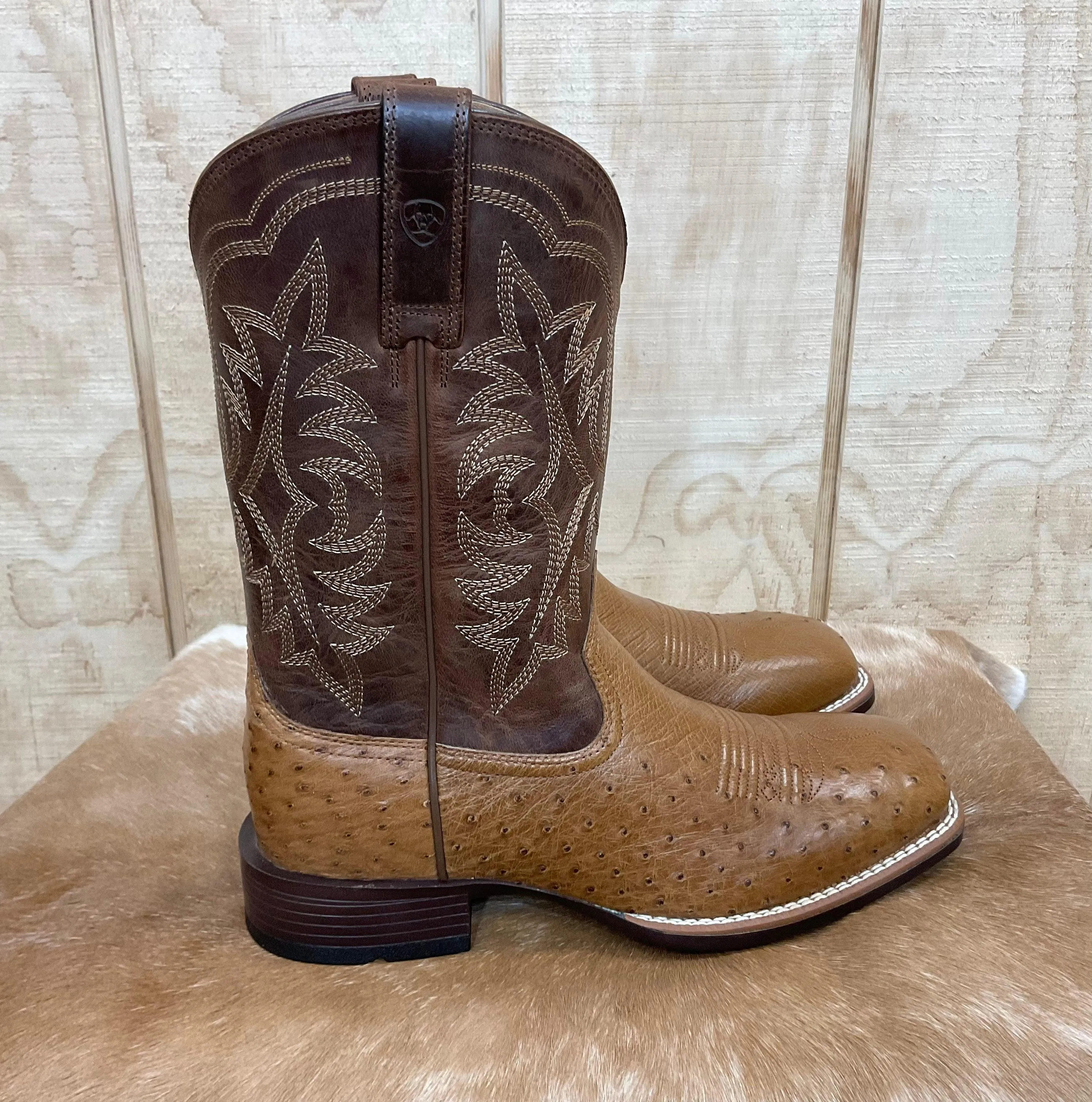 Ariat Men's Night Life Ultra  Smooth Ostrich Square Toe Cowboy Boots 10040345