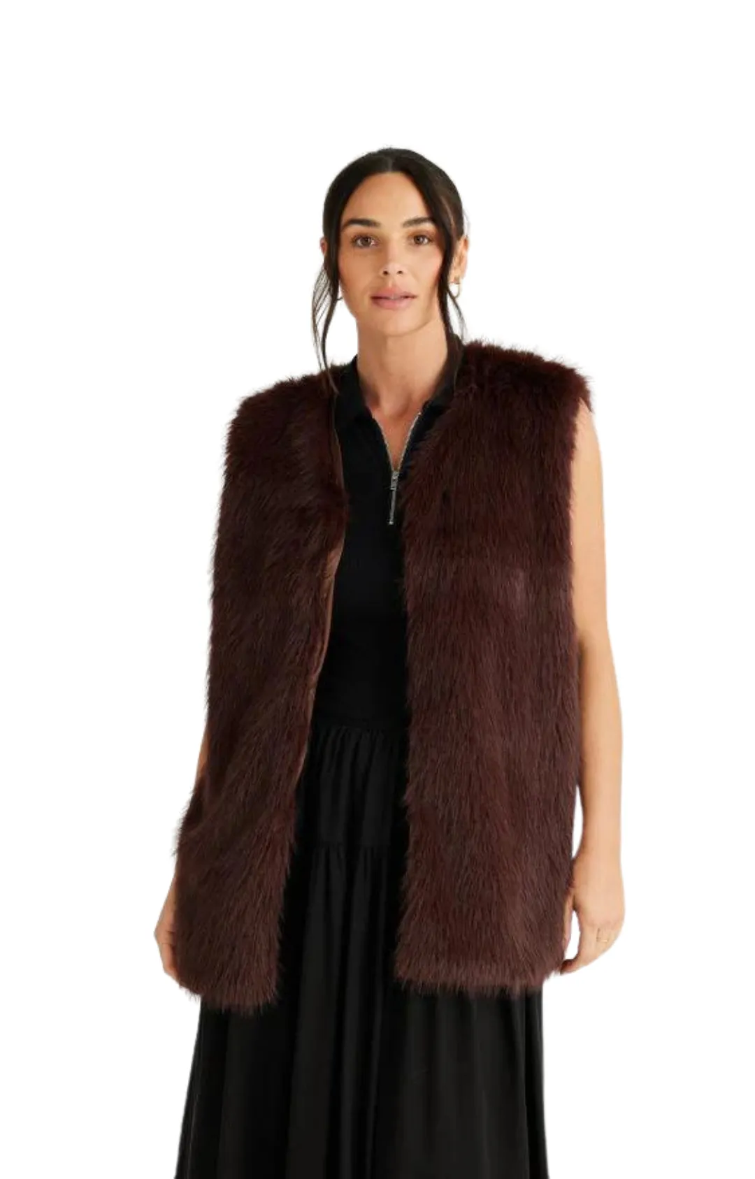 Aspen Fur Vest - Chocolate