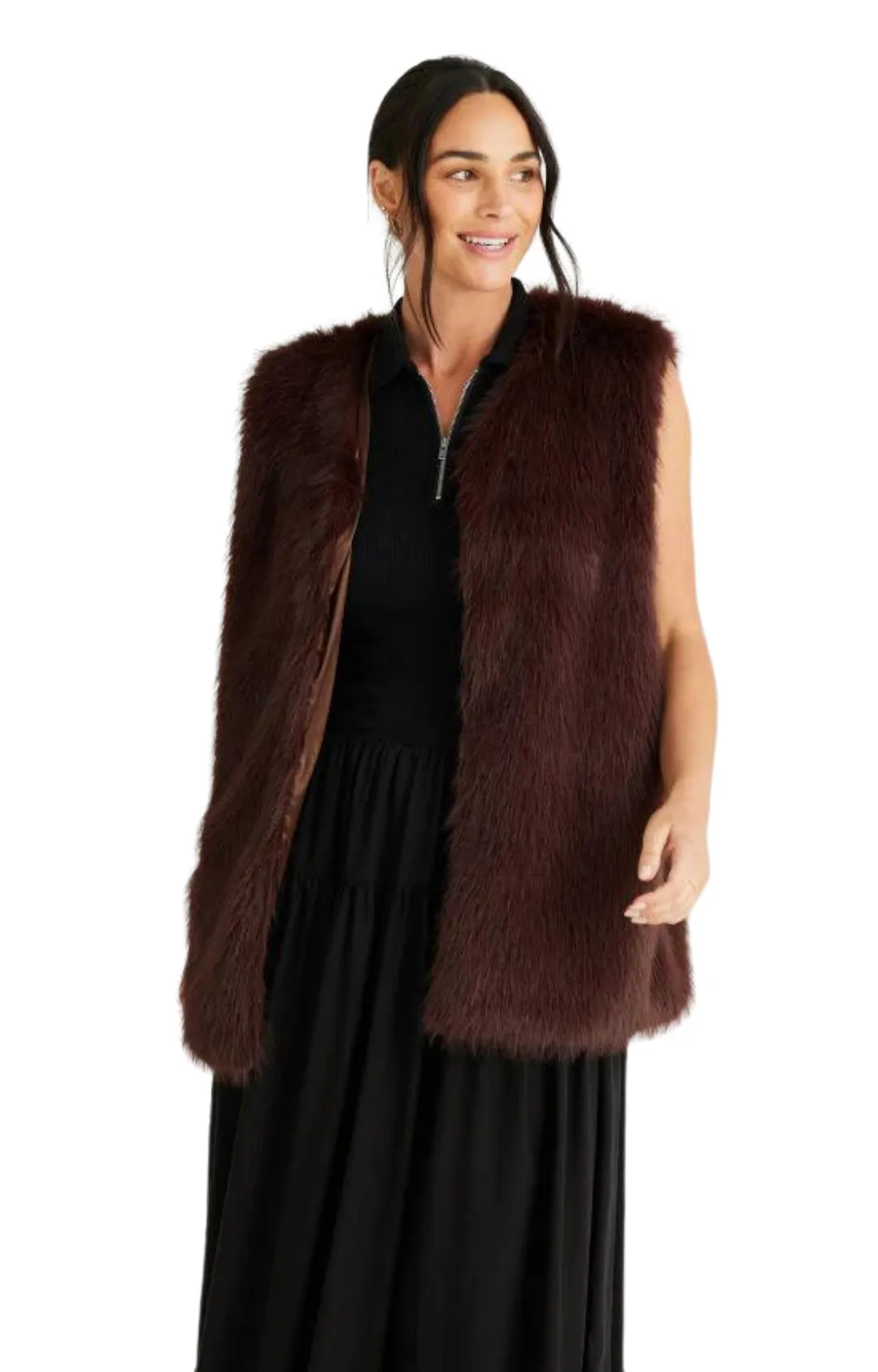 Aspen Fur Vest - Chocolate