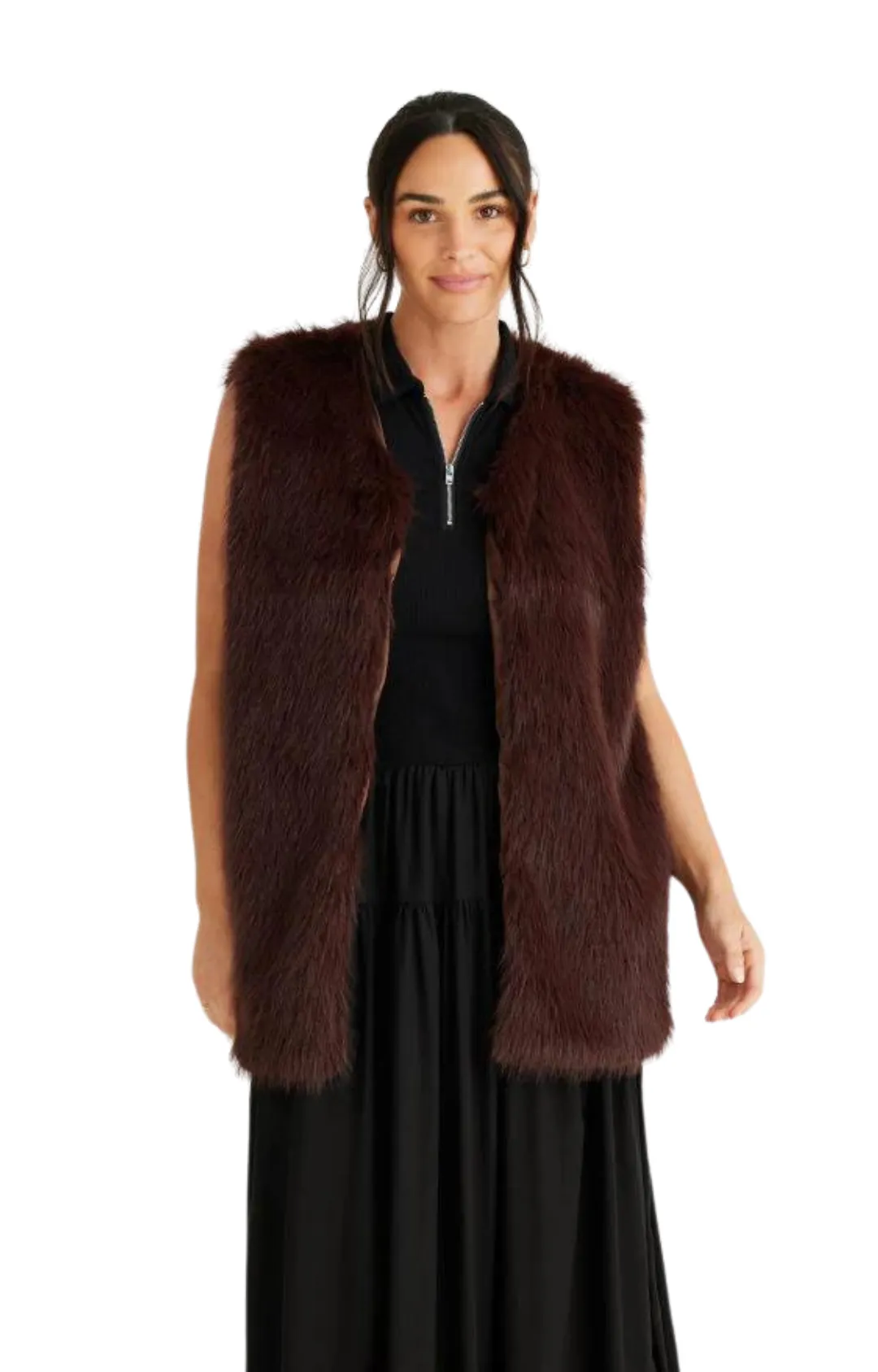 Aspen Fur Vest - Chocolate