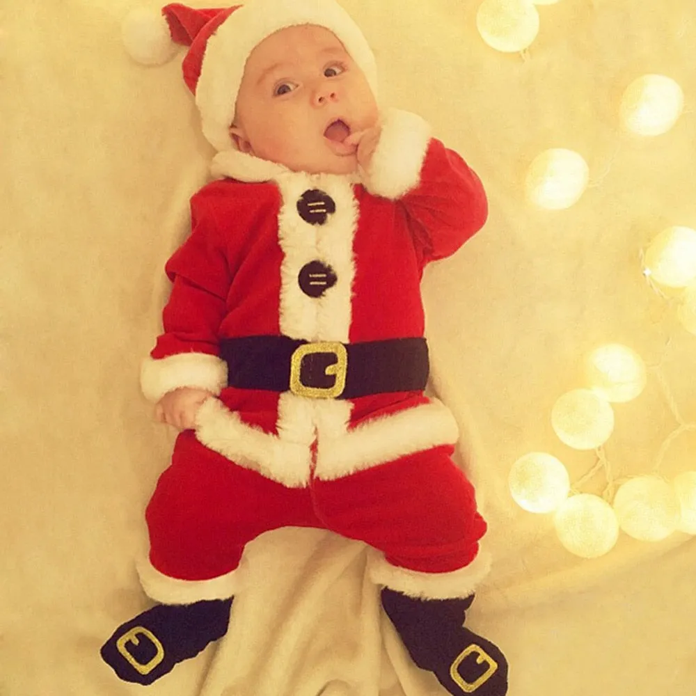 Baby Boy Santa Suit Outfit Coat Pants Hat Cute Christmas Outfit