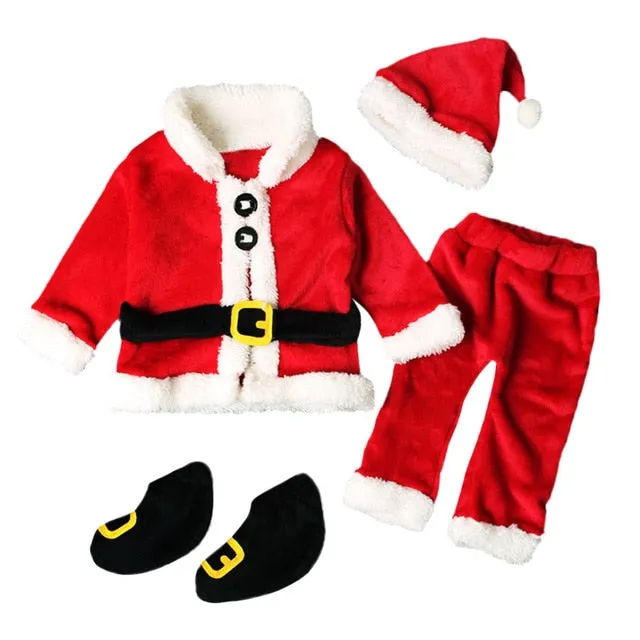 Baby Boy Santa Suit Outfit Coat Pants Hat Cute Christmas Outfit