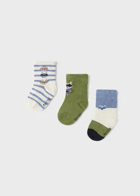 Baby Boys Sustainable Cotton Socks 3-pack | Bayleaf / Klein Blue