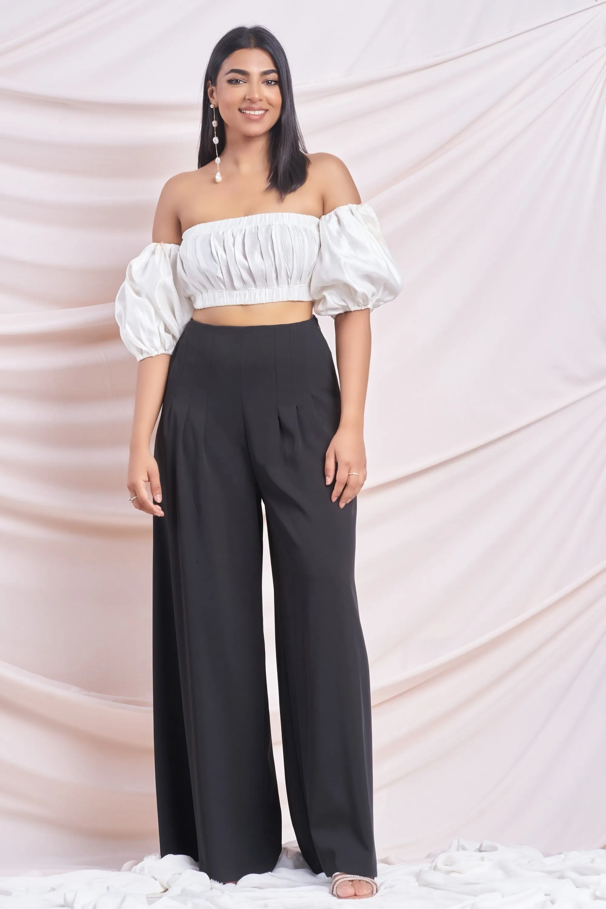 Black Pleated Wide Leg Pant