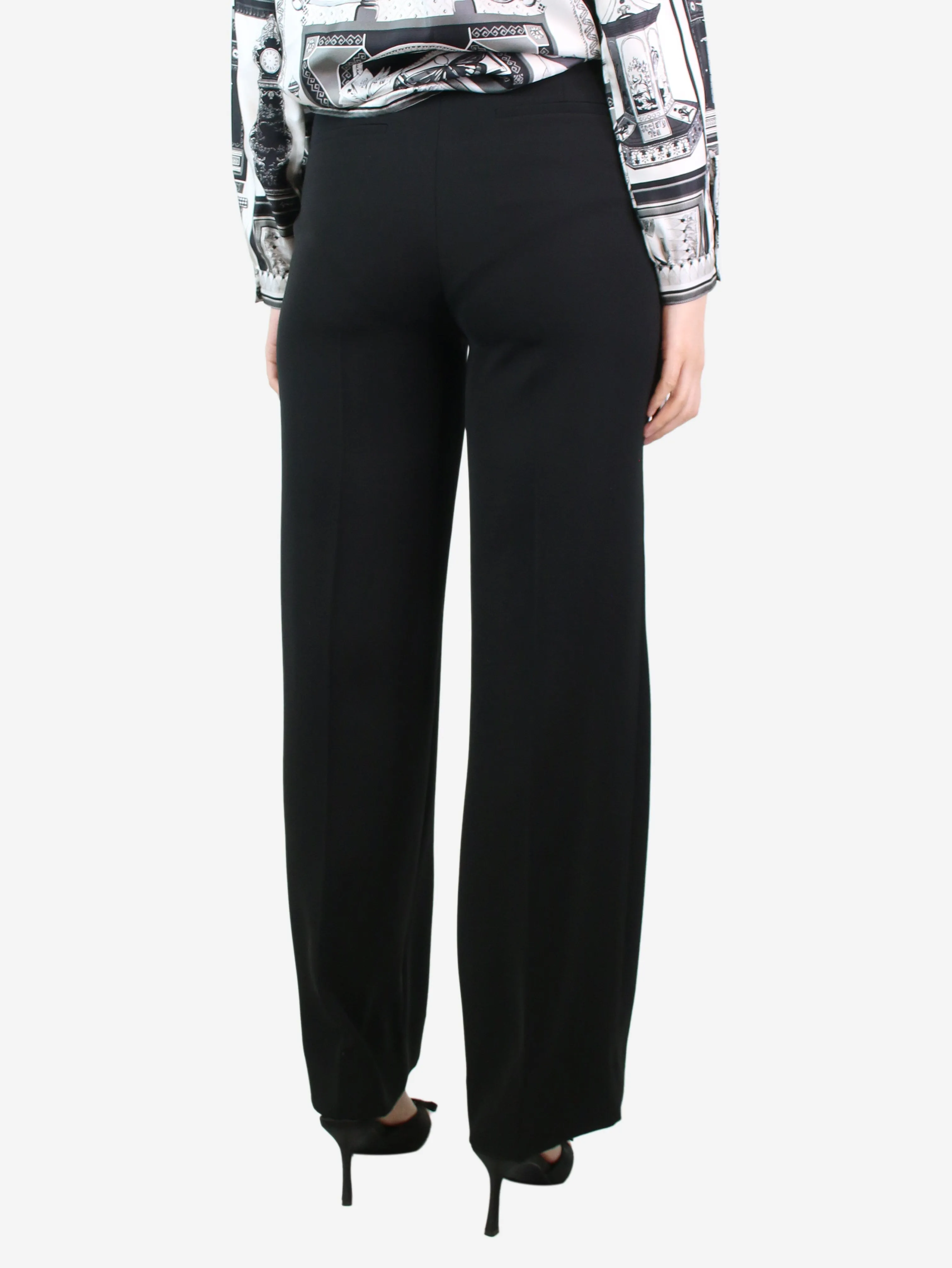 Black straight-leg belted trousers - size UK 8