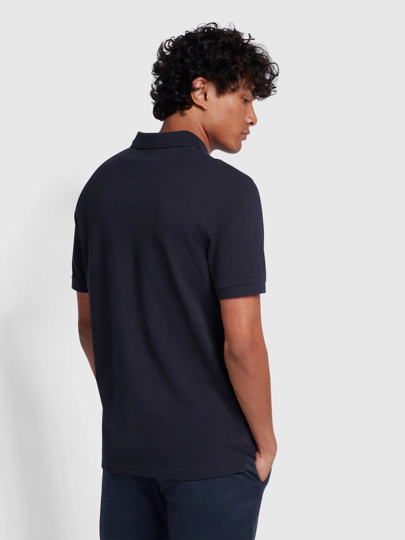 Blanes Slim Fit Organic Cotton Polo Shirt In True Navy