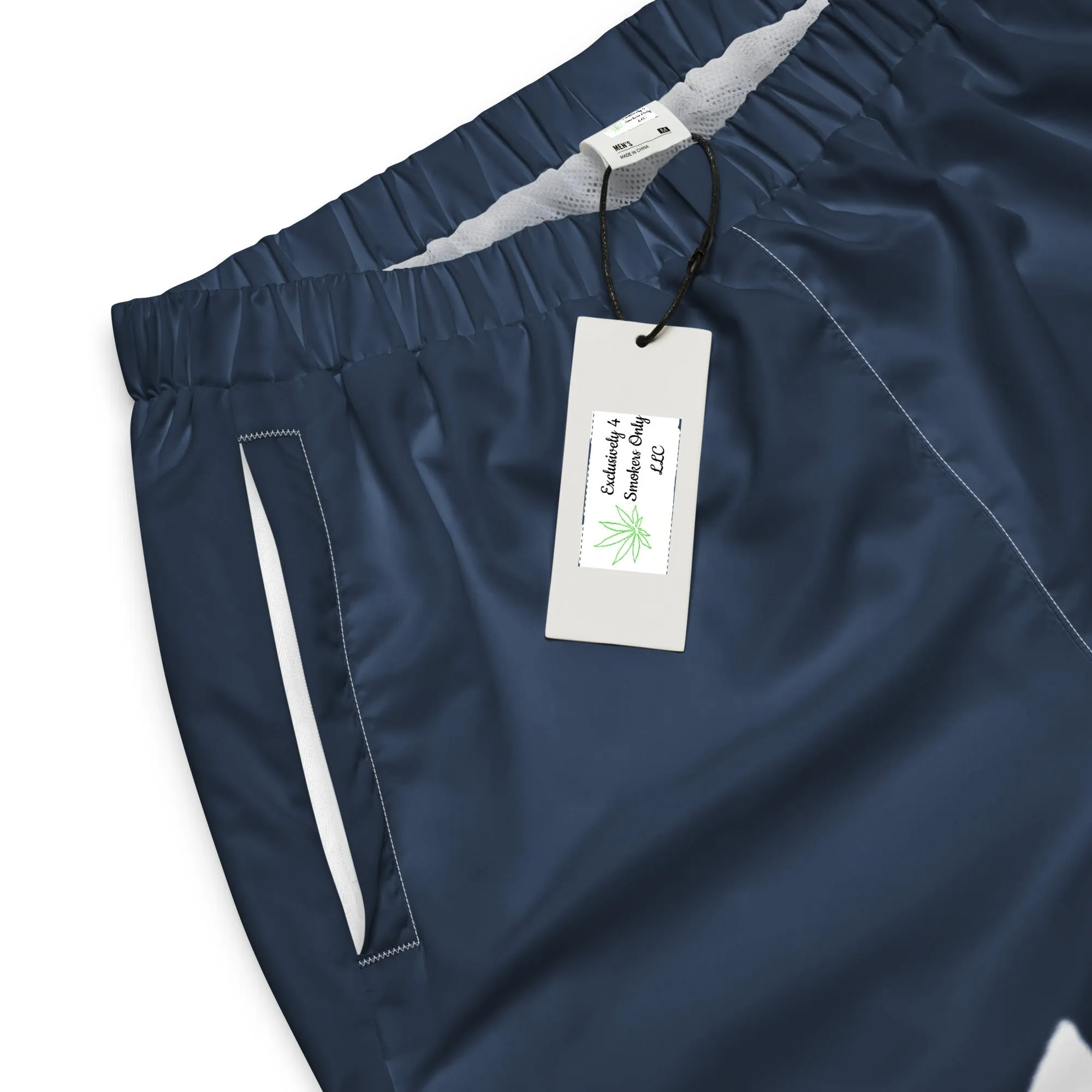 Blue and White hollow leaf and solid Unisex track pants