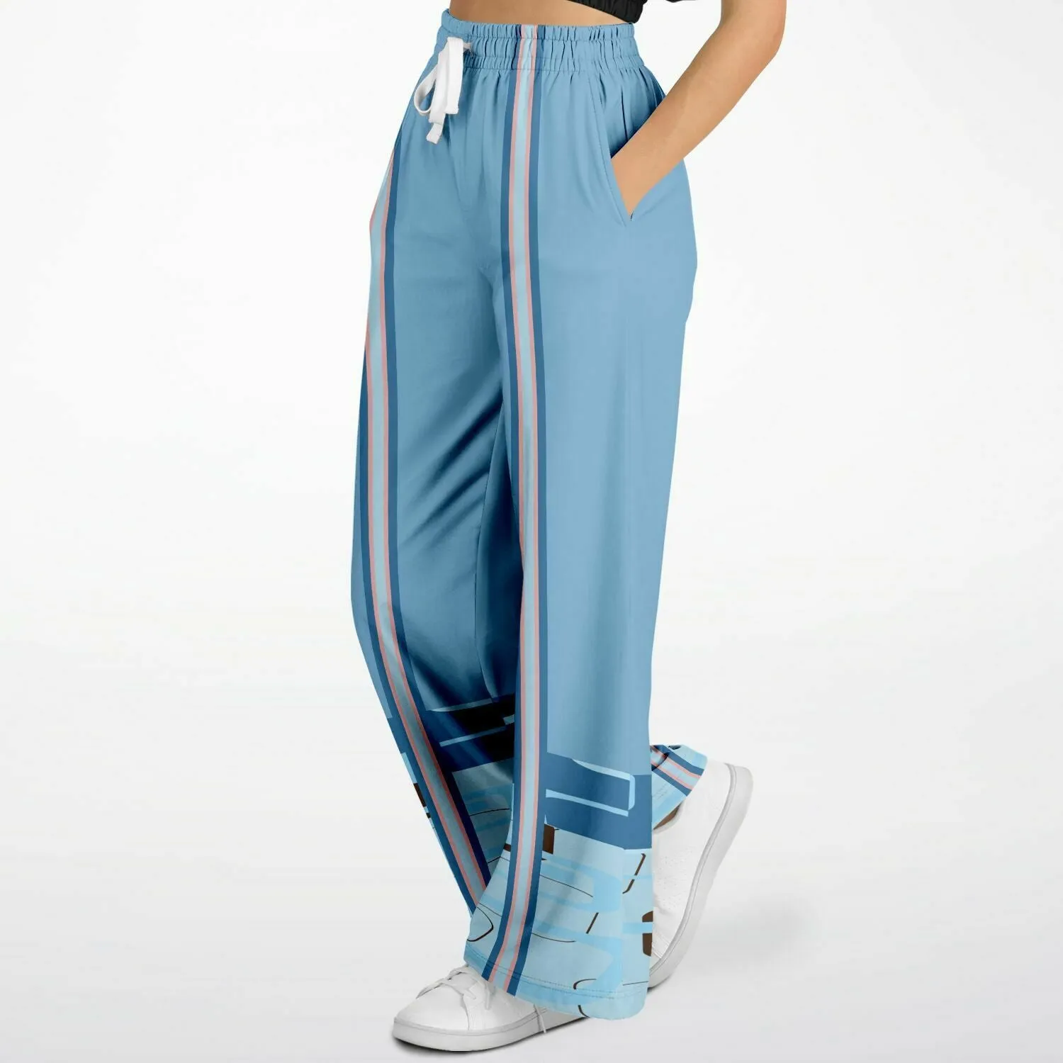 Blue Geo Striped Leg SW Stretchy Phat Bellbottoms