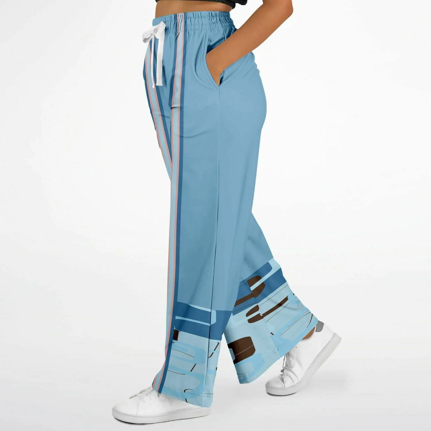 Blue Geo Striped Leg SW Stretchy Phat Bellbottoms