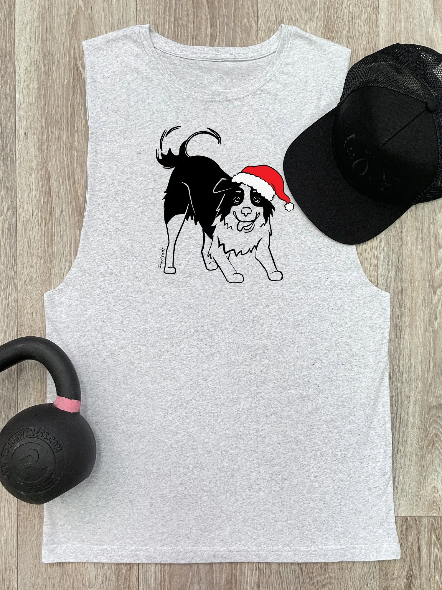 Border Collie Christmas Edition Axel Drop Armhole Muscle Tank