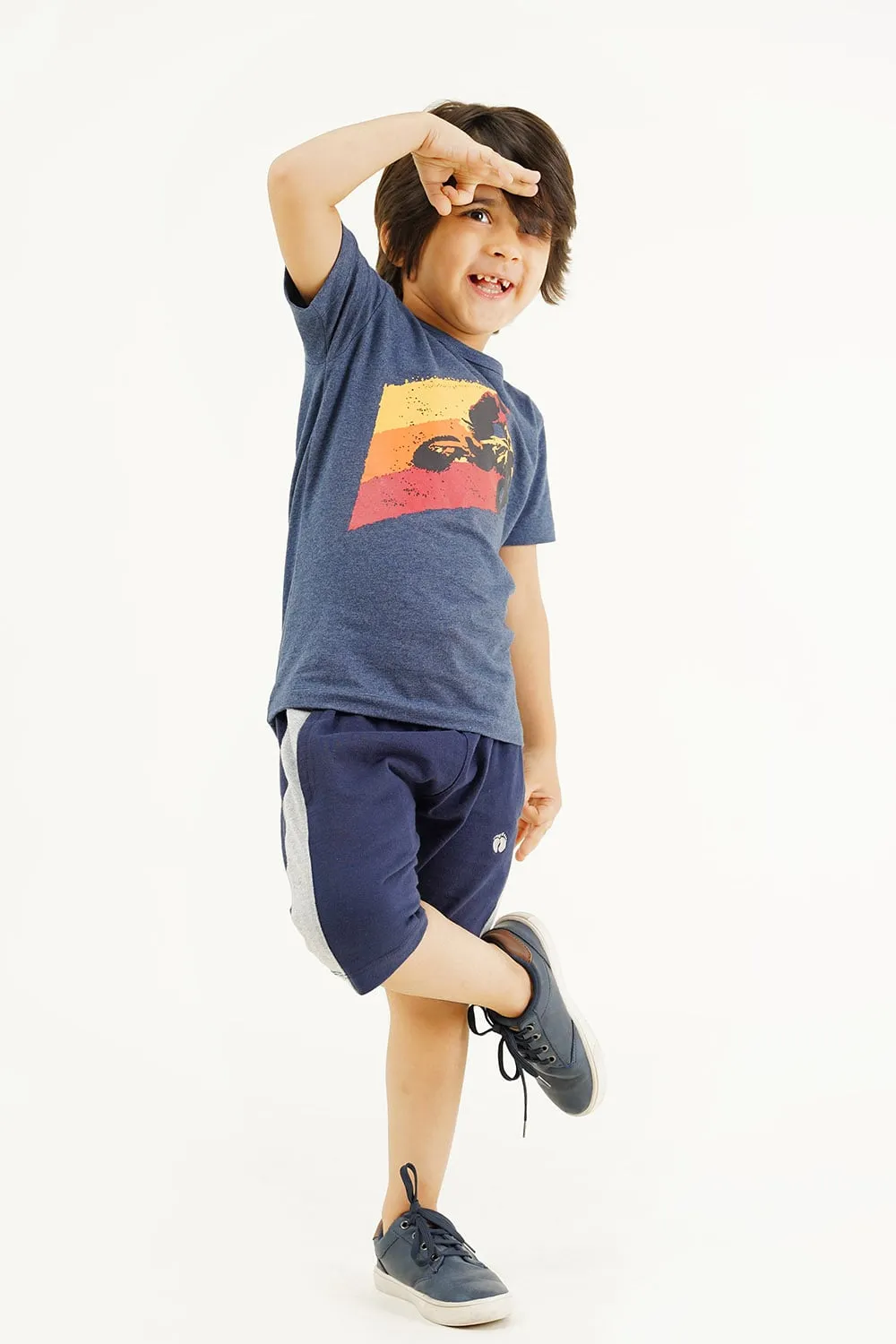 Boy's Short Sleeves Graphics Crew Neck