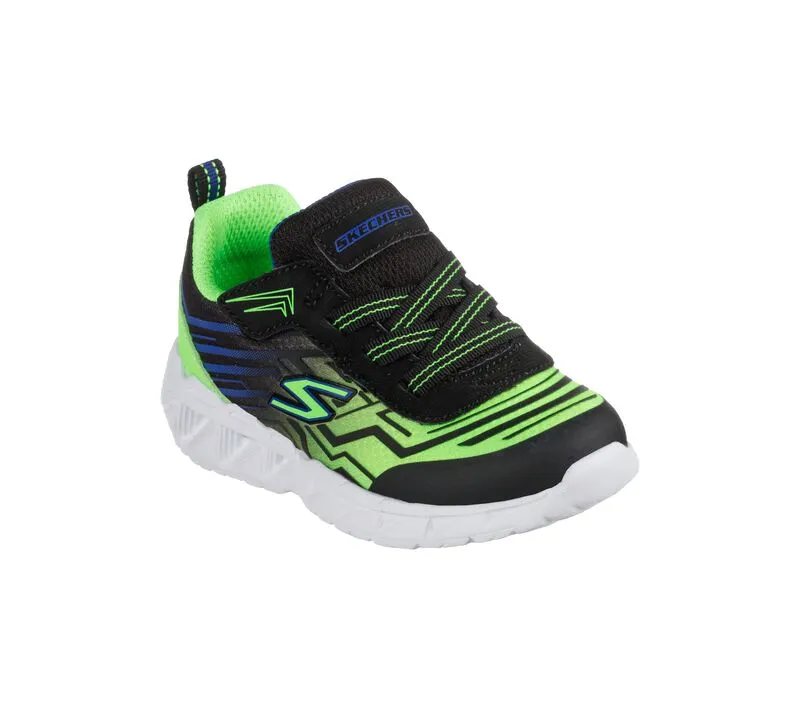 Boys Skechers Trainers Light up Strap MAVER Black/Blue/Lime 401503N/ BBLM