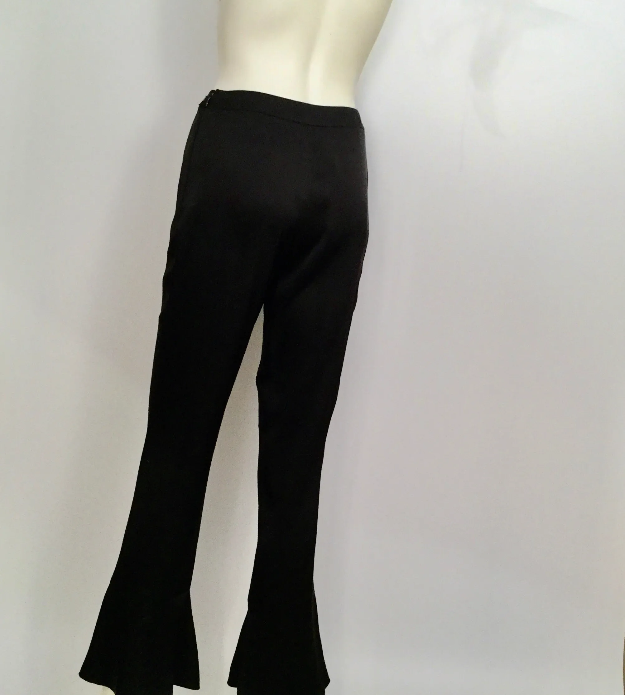 Chanel 01A, 2001 Fall Black Flare Bottom Satin Flare Pants FR 40