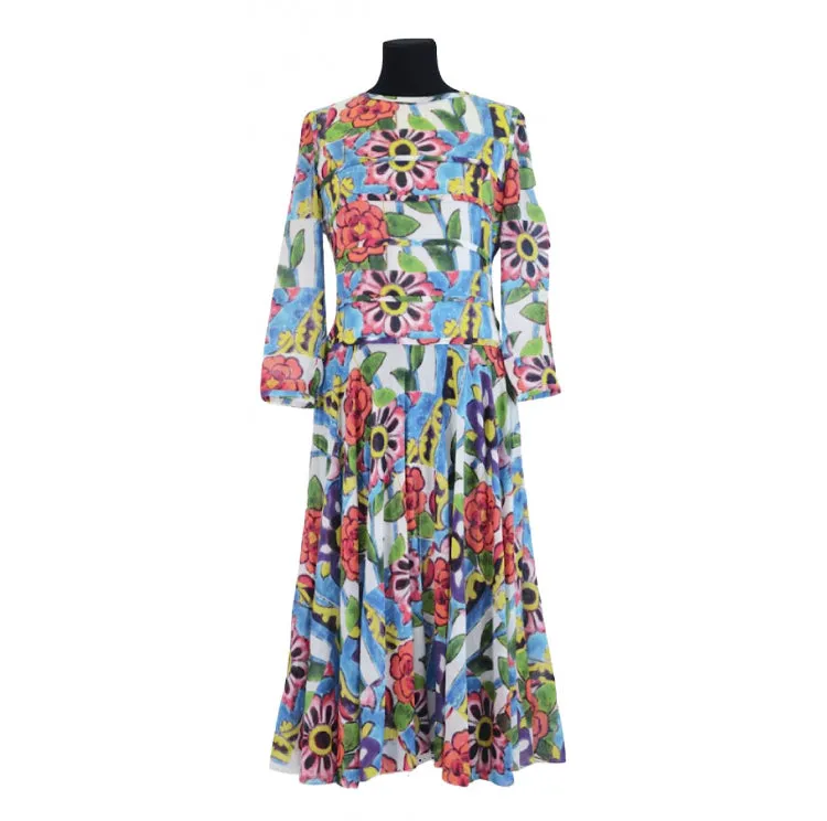 Chanel 15C 2015 Cruise Paris Dubai Long Floral Summer Dress FR 38 US 4