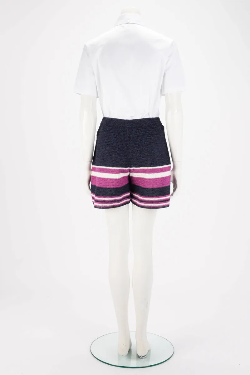 Chanel Blue & Purple Paper Striped Shorts FR 36