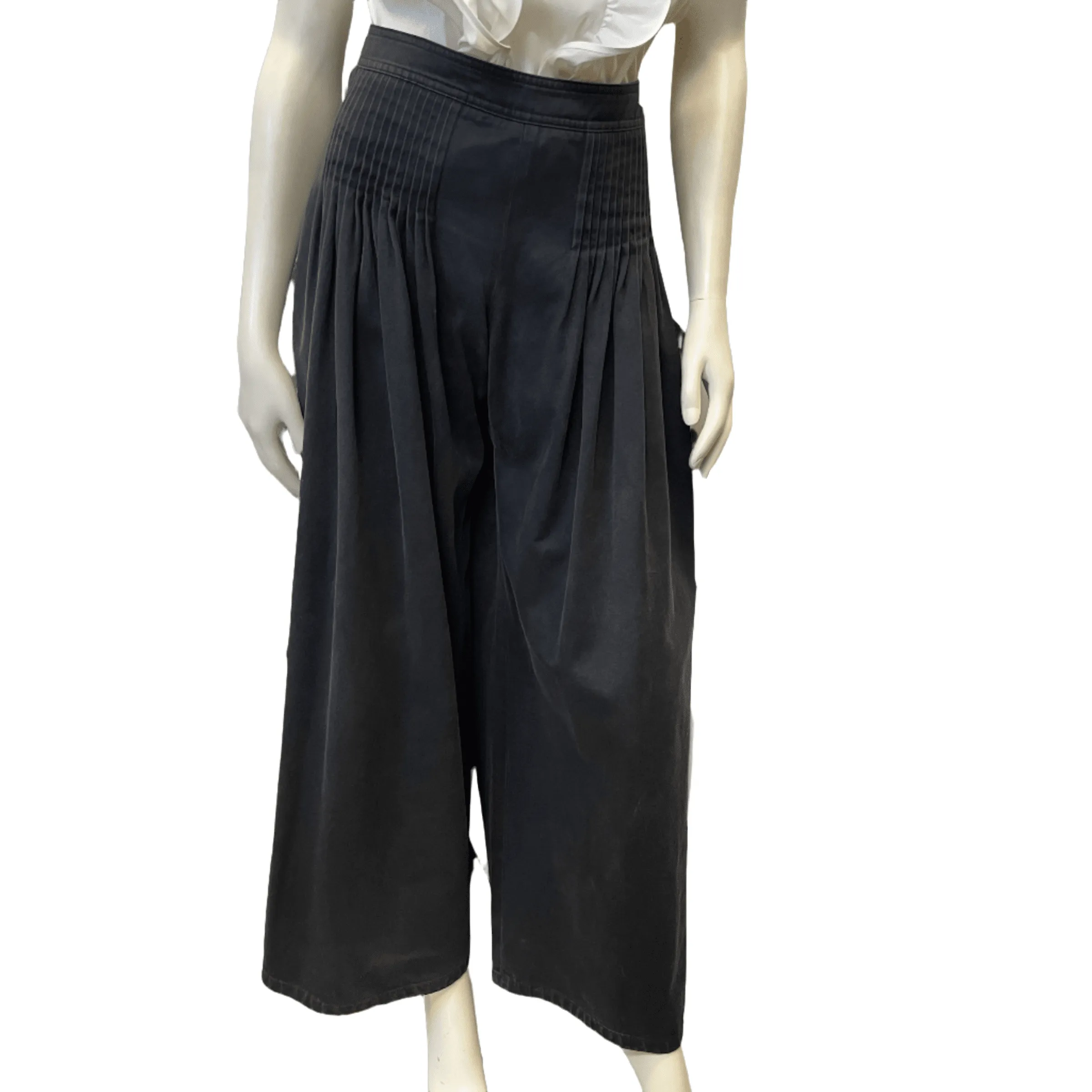 Chanel Spring '03 Vintage Designer Denim Palazzo Pleated Trousers Made in France Size 31"