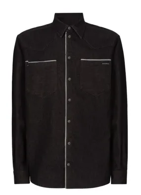 CONSTRASTIM-TRIM DENIM SHIRT