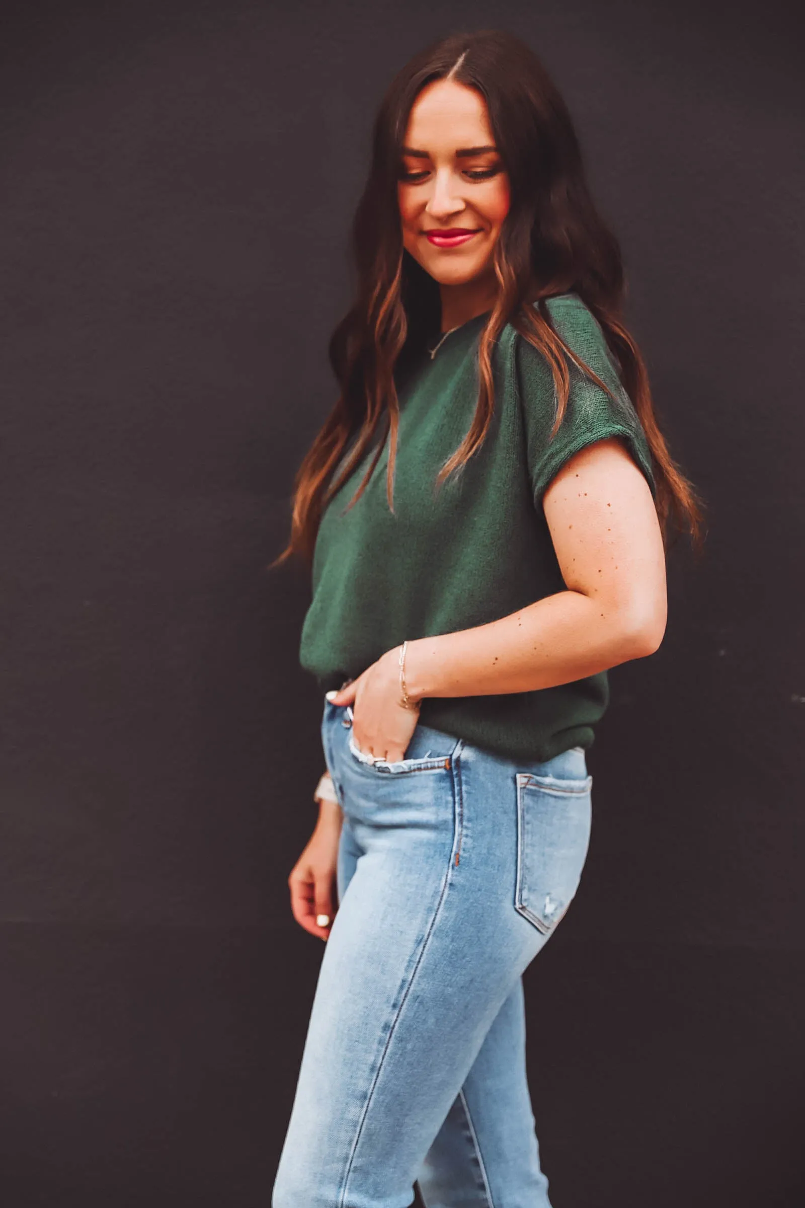 Courtney Knit Top-Dark Green