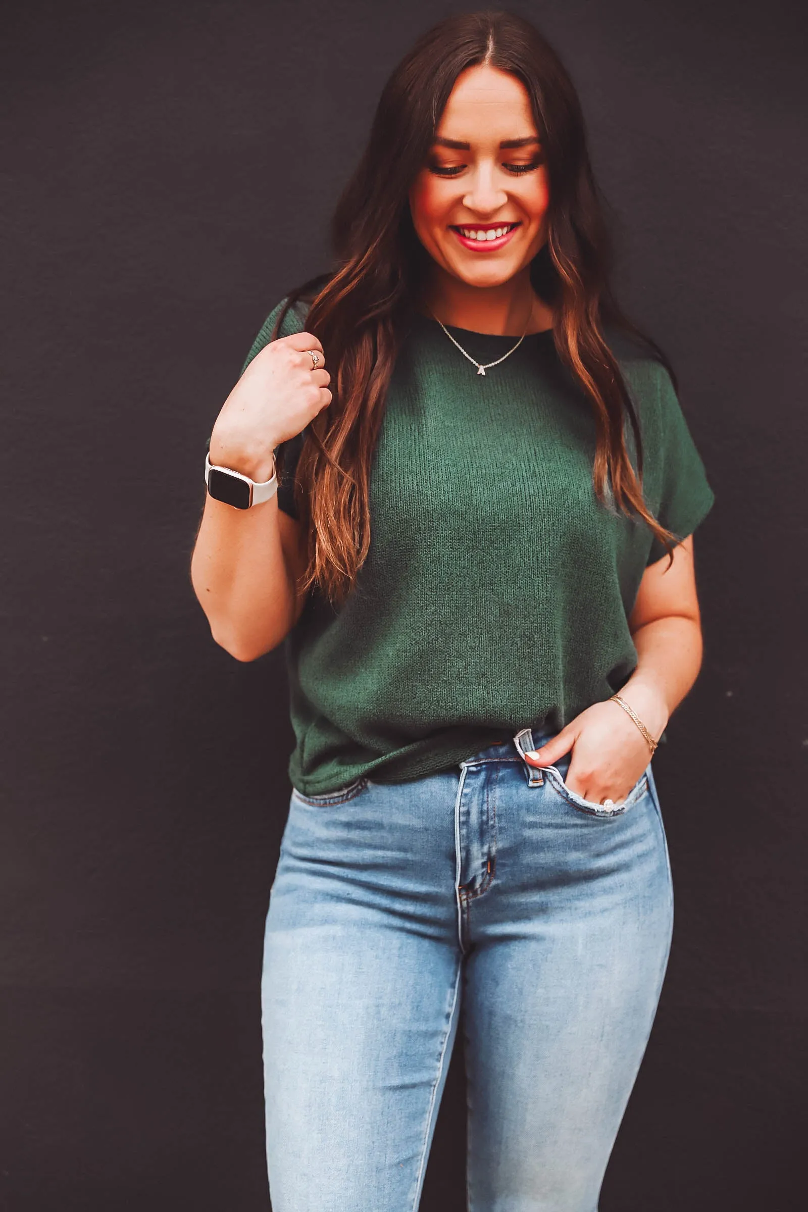 Courtney Knit Top-Dark Green