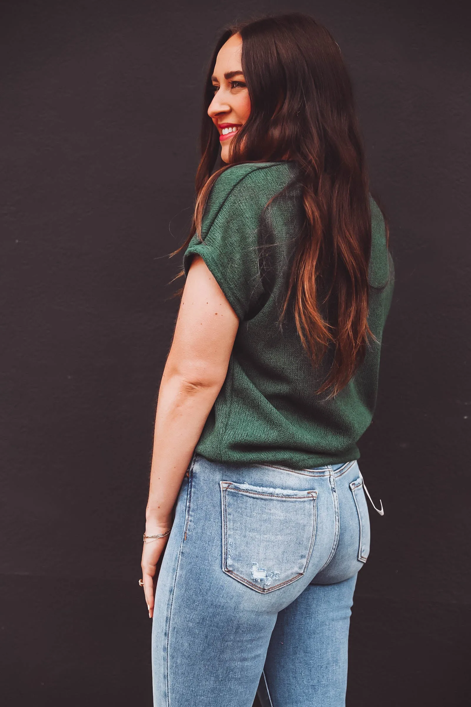 Courtney Knit Top-Dark Green