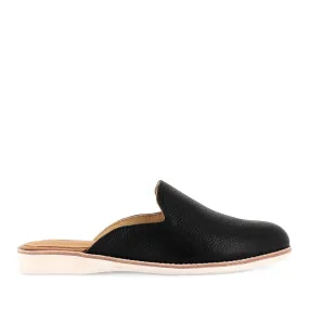 DERBY MULE - BLACK TUMBLE LEATHER