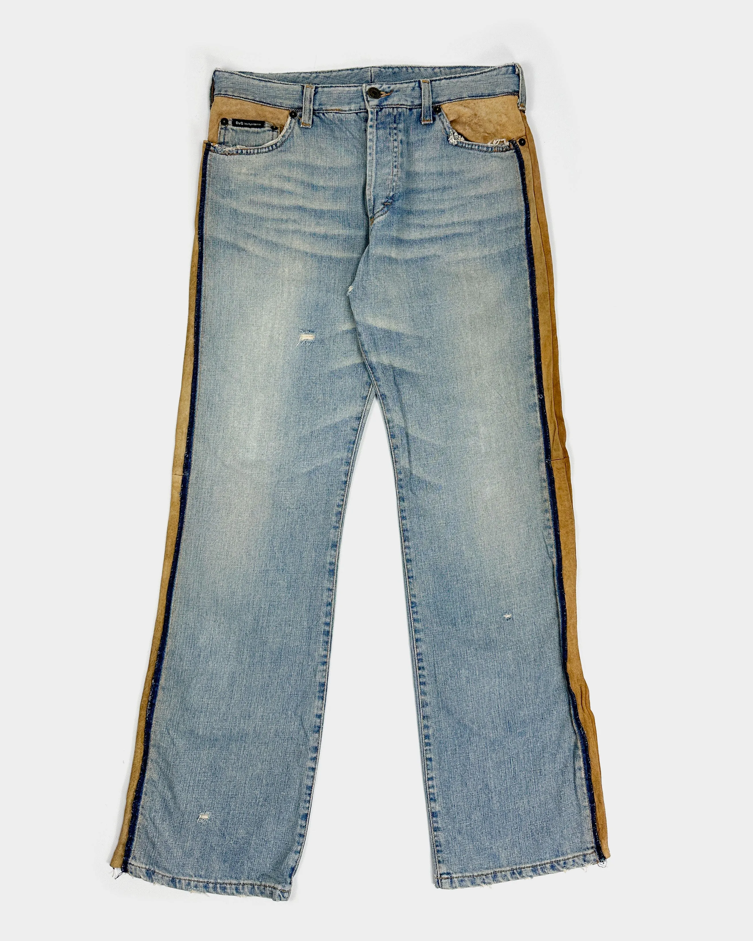 Dolce & Gabbana Leather Sides Denim Pants 2000's