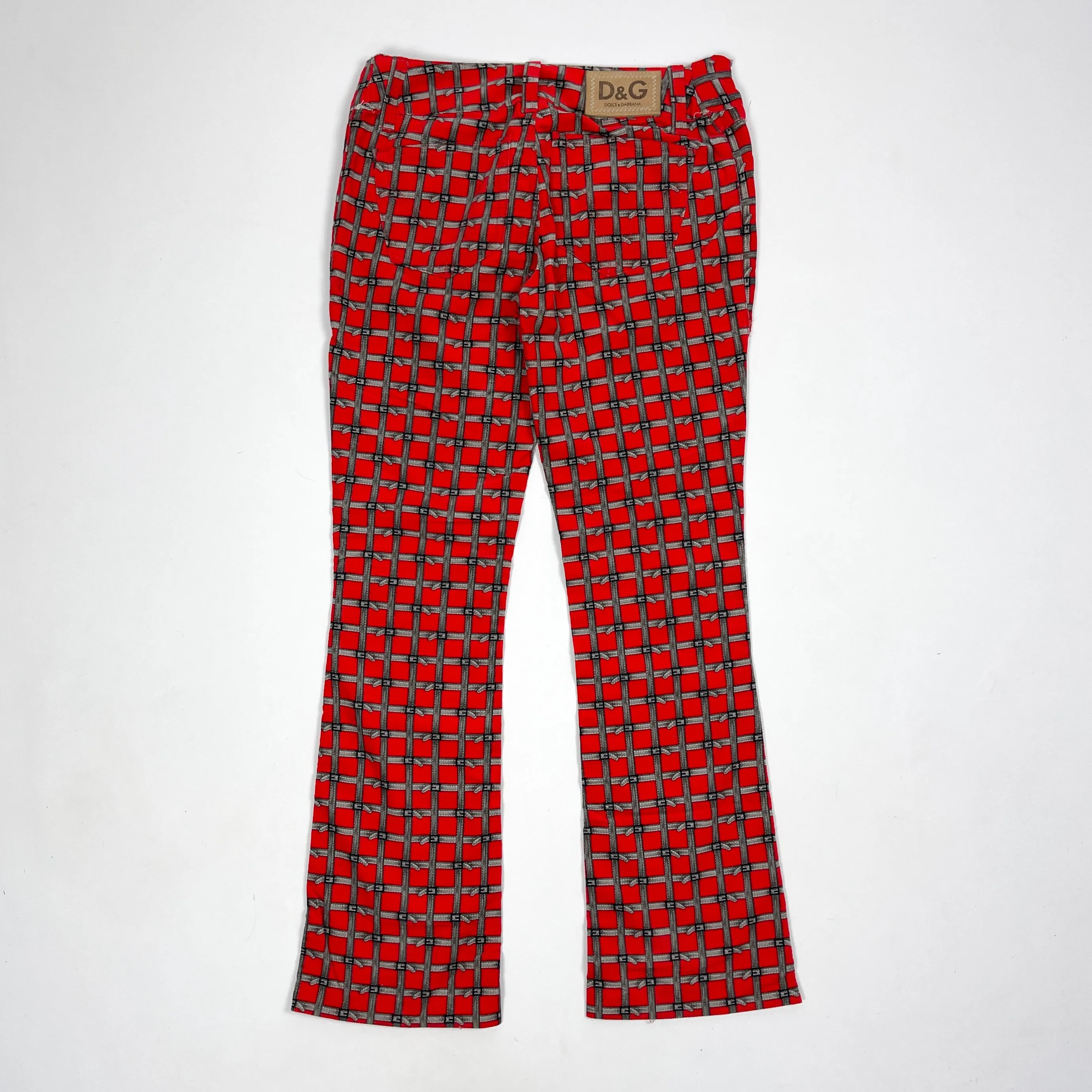 Dolce & Gabbana Velour Red Pants 2000's