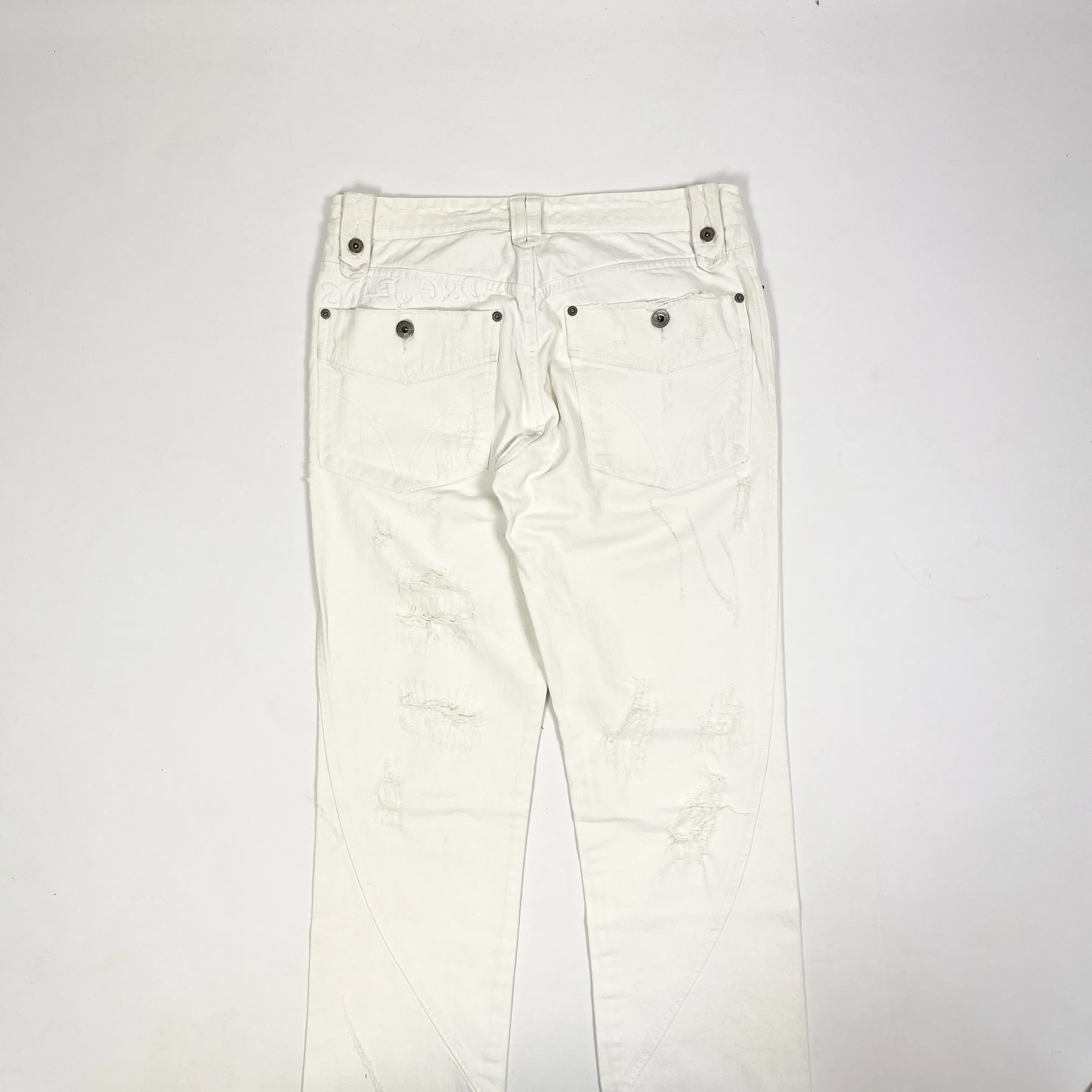 Dolce & Gabbana White Distressed Pants 2000's