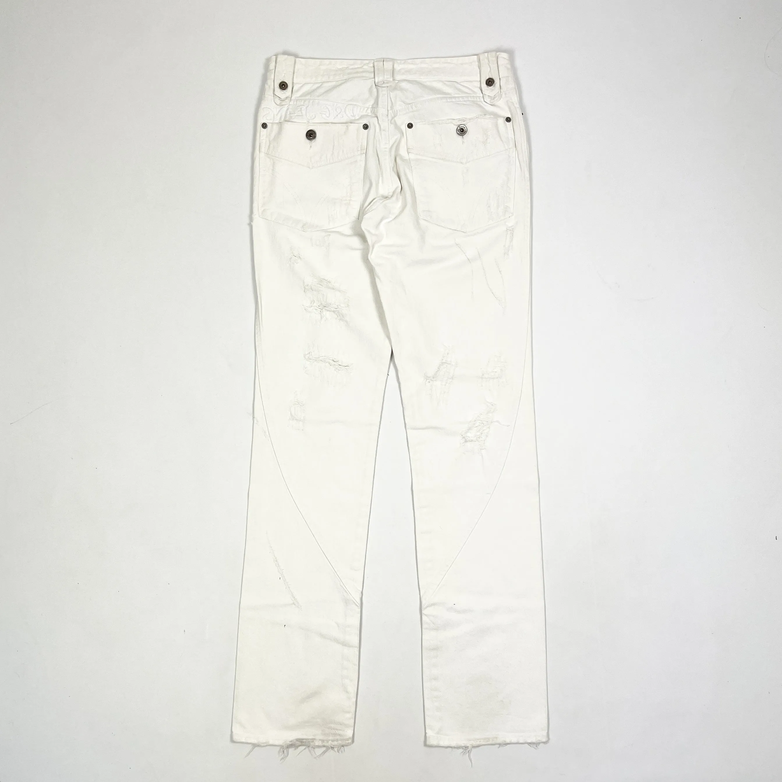 Dolce & Gabbana White Distressed Pants 2000's