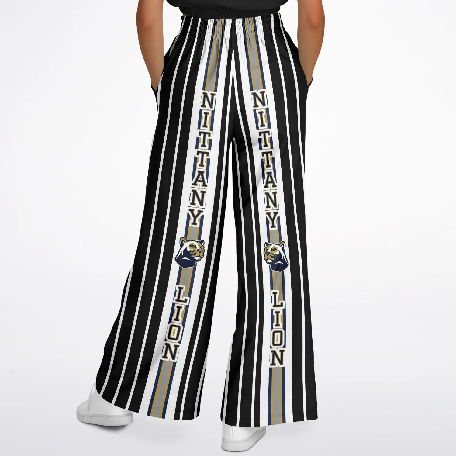 Ebony and Ivory Pinstripe Eco-Poly Stretchy Phat Bellbottoms