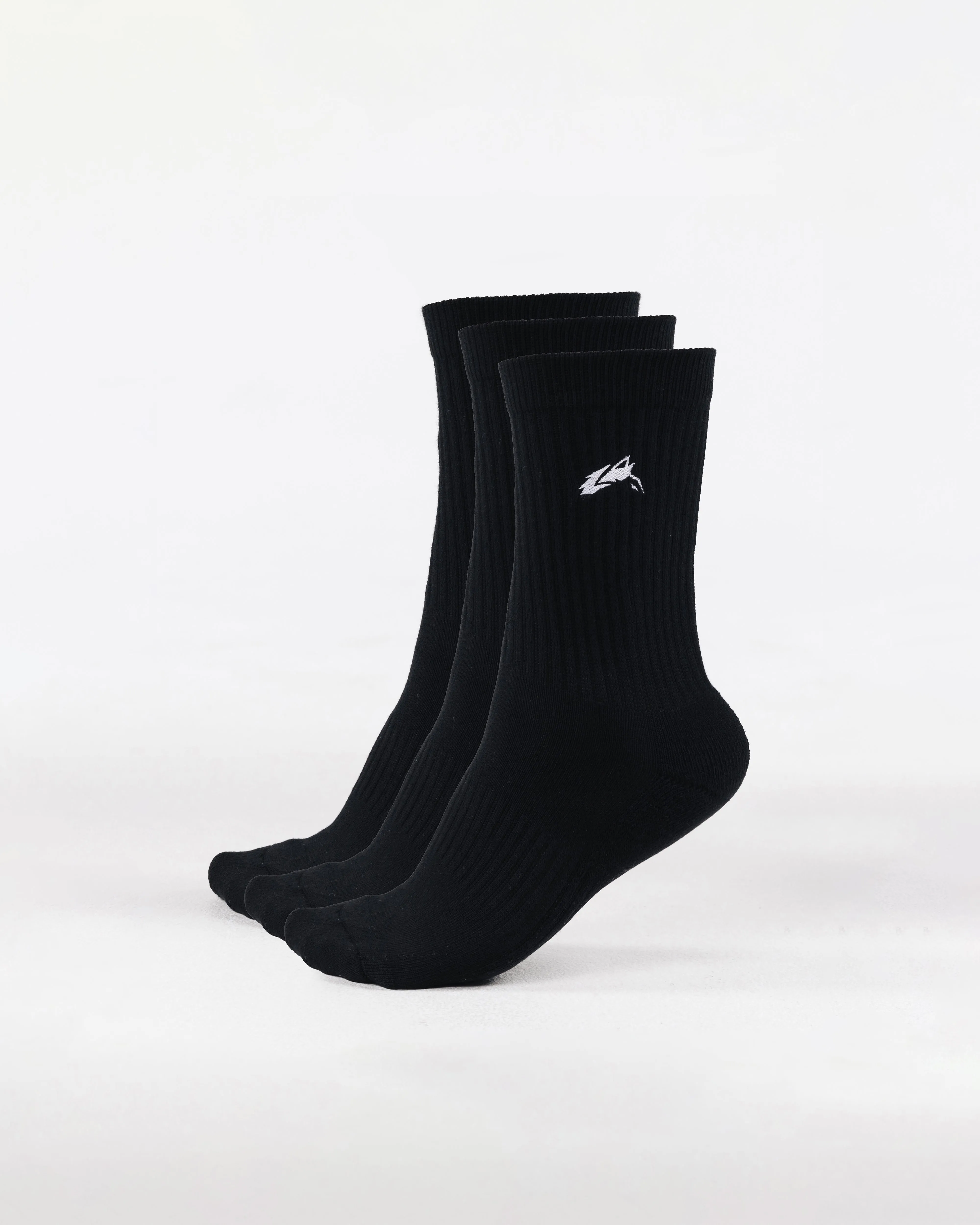 Elite Wolf Head Crew Sock 3pk - Black