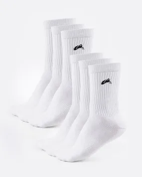 Elite Wolf Head Crew Sock 6pk - White