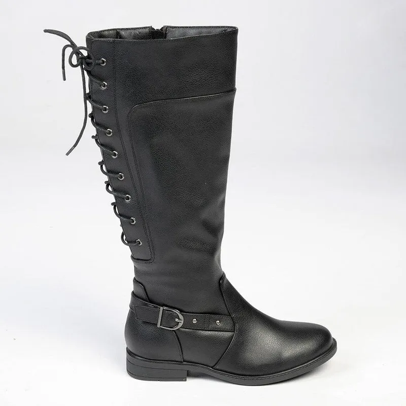 Franco Rossi Ladies Back Lace Long Boot - Black