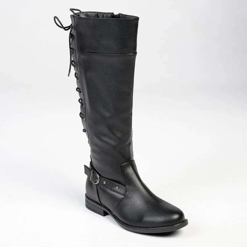 Franco Rossi Ladies Back Lace Long Boot - Black