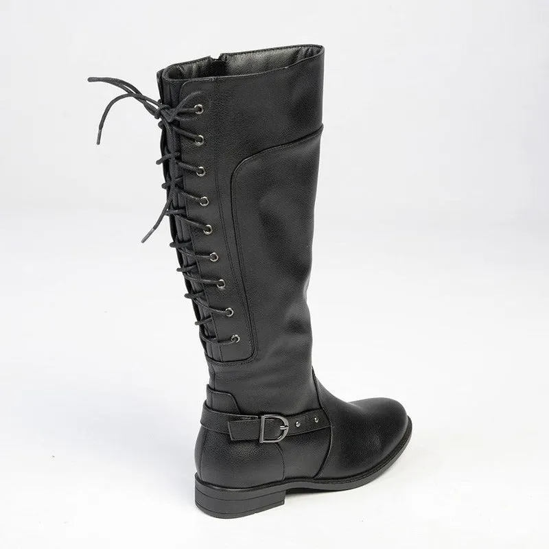 Franco Rossi Ladies Back Lace Long Boot - Black