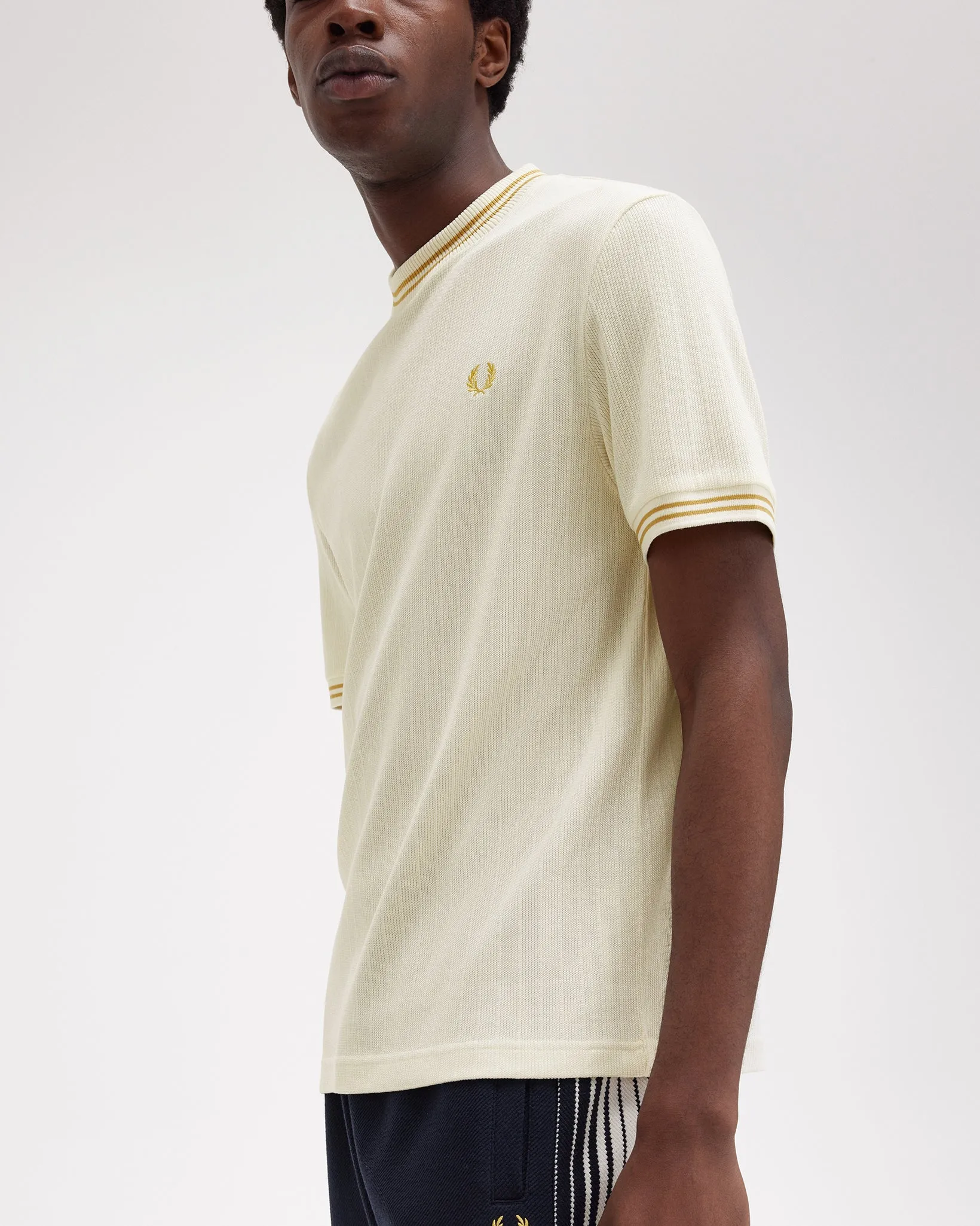 Fred Perry Ribbed Jersey Tee - Ecru