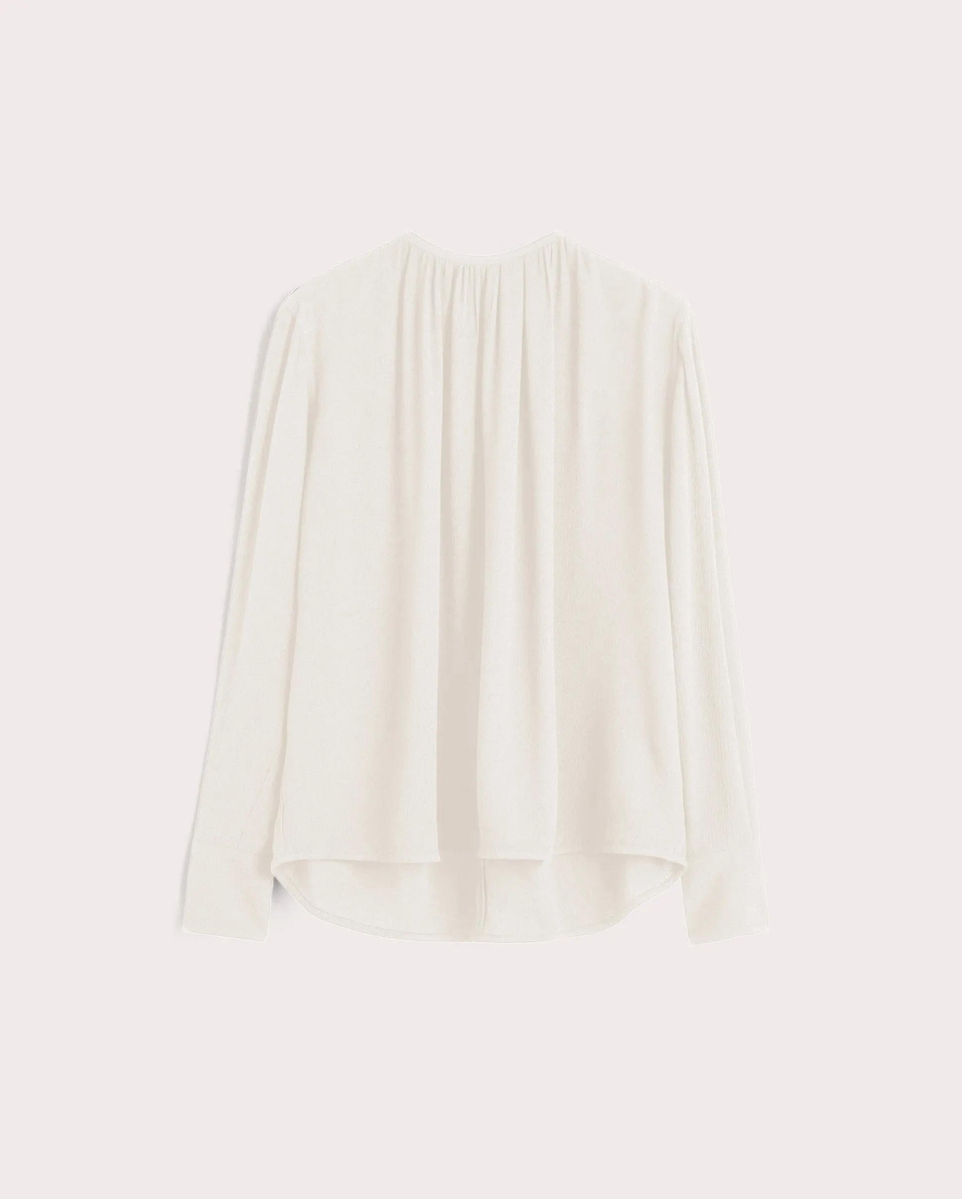 GATHERED NECK CREPE BLOUSE / IVORY