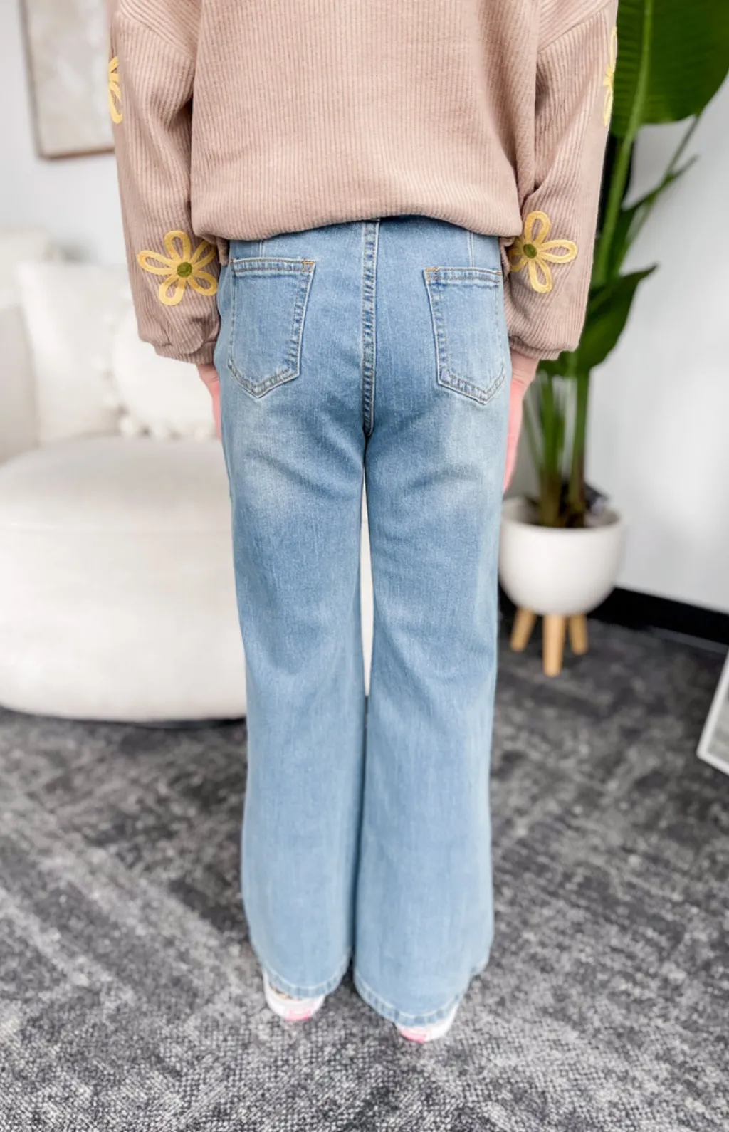 Girls Light Wash Flare Jeans