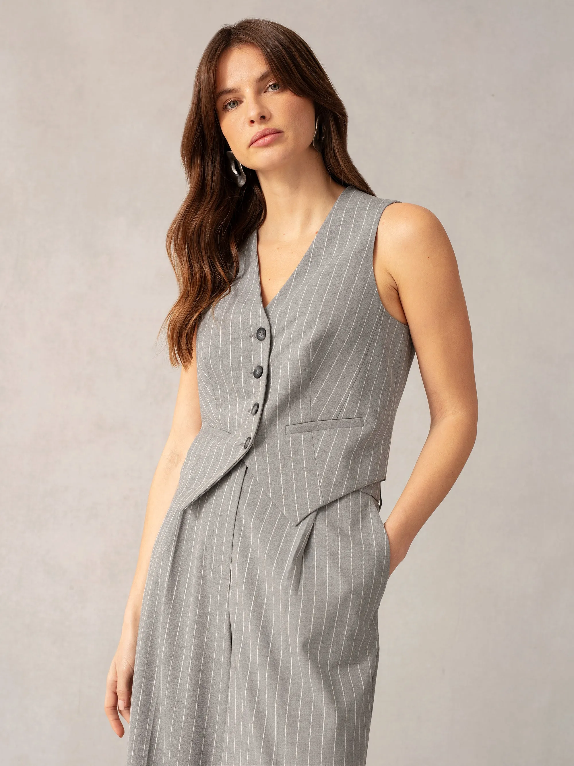 Grey Pinstripe Waistcoat