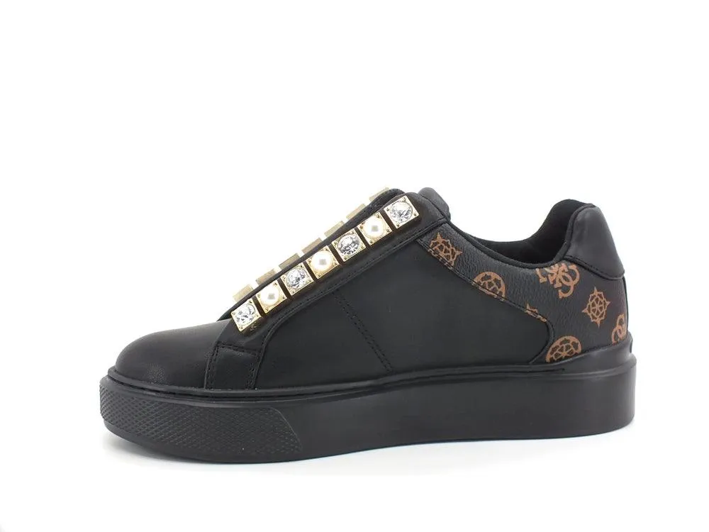 GUESS Sneaker Platform Loghi Printed Black Brown FL8HAYELE12