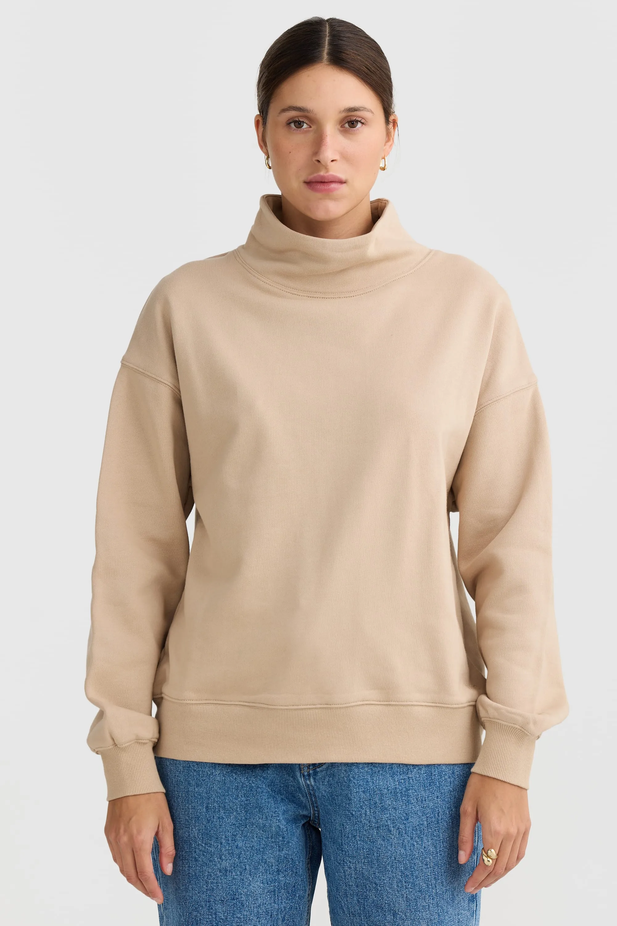 Hallie High Neck Sweater Taupe